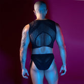 Love In Leather Mens Sleeveless Top & Briefs Set Mens Briefs And Boxers